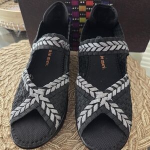 Bernie Mev "MASTER OF WOVEN SHOES" Chic Black and Gray Woven Sandals